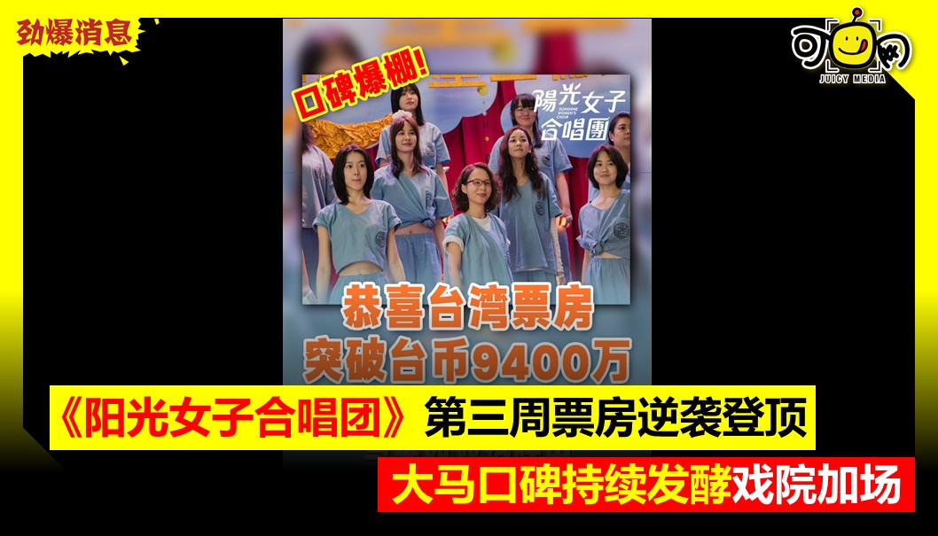 《阳光女子合唱团》第三周票房逆袭登顶，大马口碑持续发酵戏院加场